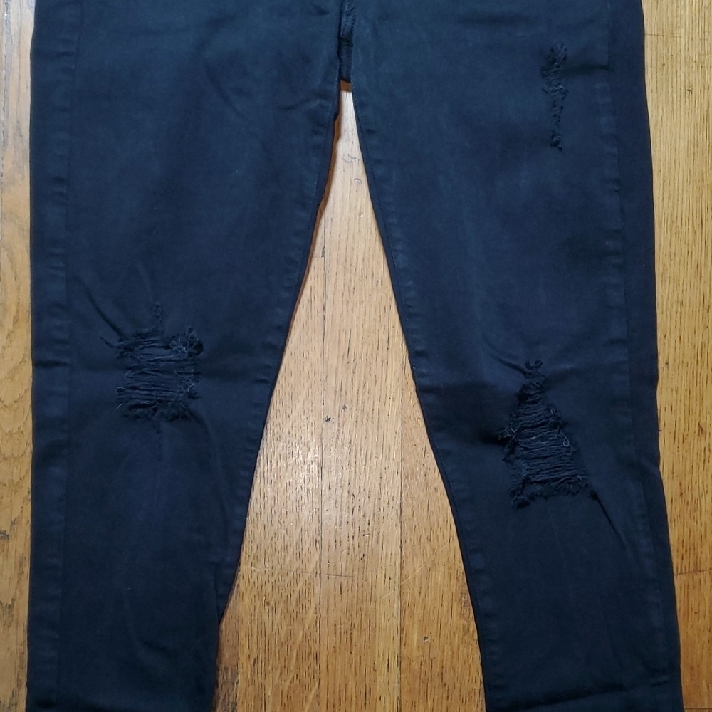 American Eagle Outfitters Black Skinny Jeans with Distressing - Picture 4 of 12